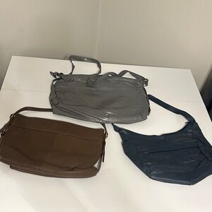 Vintage Shoulder Bags in Gray, Brown, and Blue